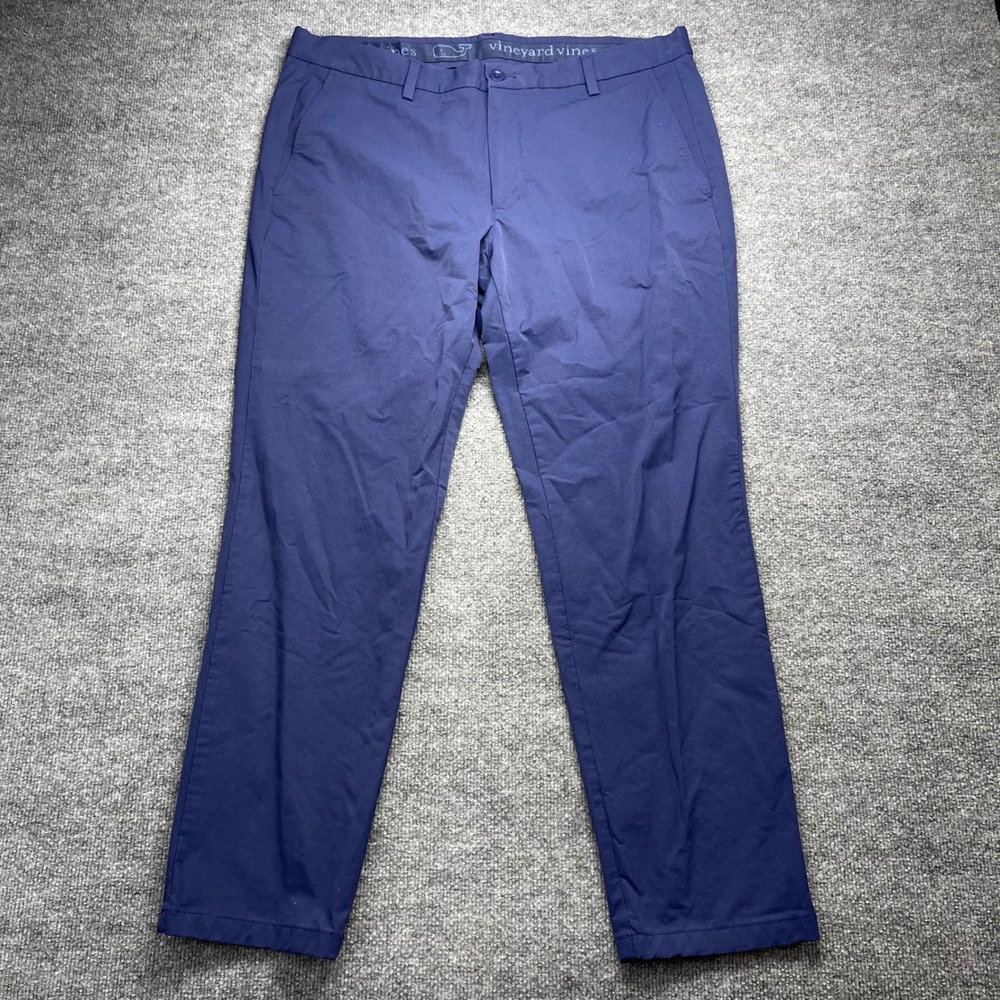 Vineyard Vines Performance On-The-Go Pants Mens 38x30 Navy Blue Stretch Chino